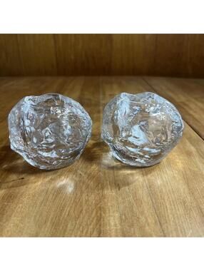Kosta Boda Snowball 4 Inch Crystal Votive Candle Holder, Set Of 2